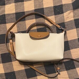 NWOT Chic Cream and Brown Mini Crossbody Bag